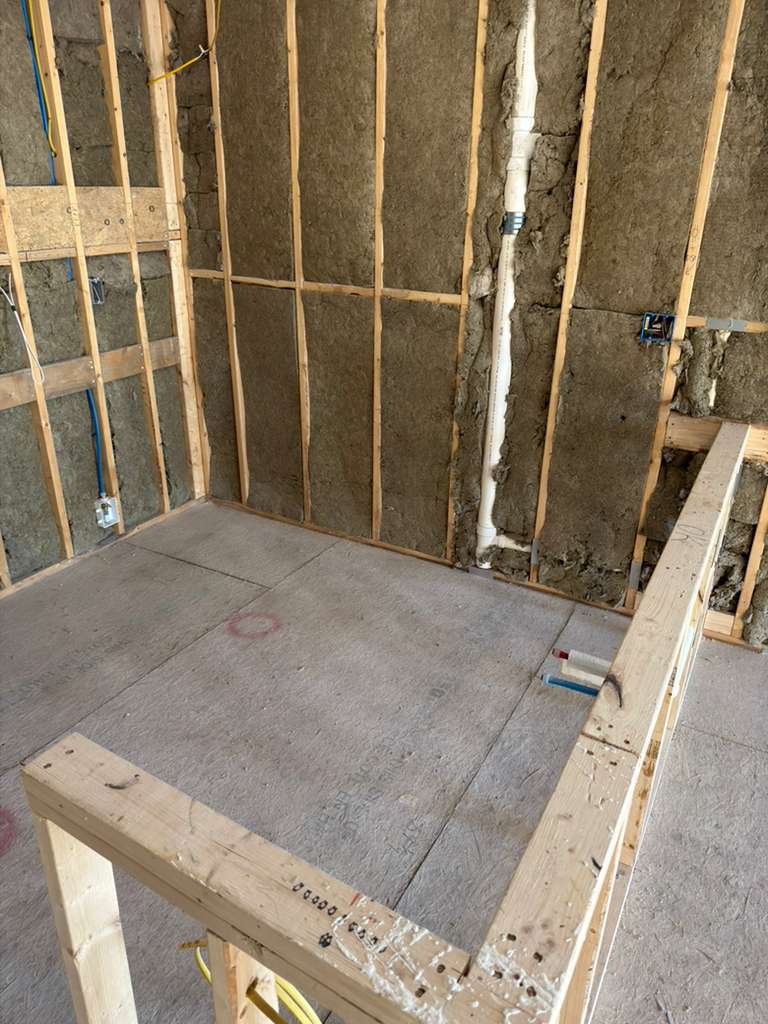 Kitchen island sink and ice maker rough plumbing installation